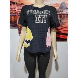 PHILIPP PLEIN Killing It T-shirt IN BLACK Rhinestones Women's Tank Shirt XL #C